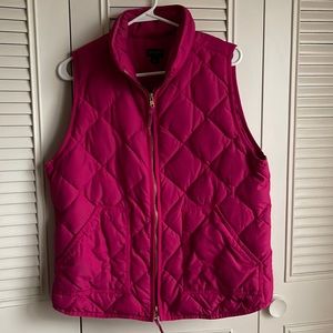 J.Crew Dark Pink Puffer Vest, Sz L